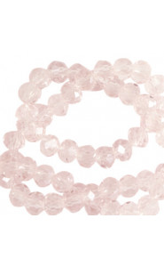 Faceted glass beads 3x2mm disc Primrose pink-pearl shine coating